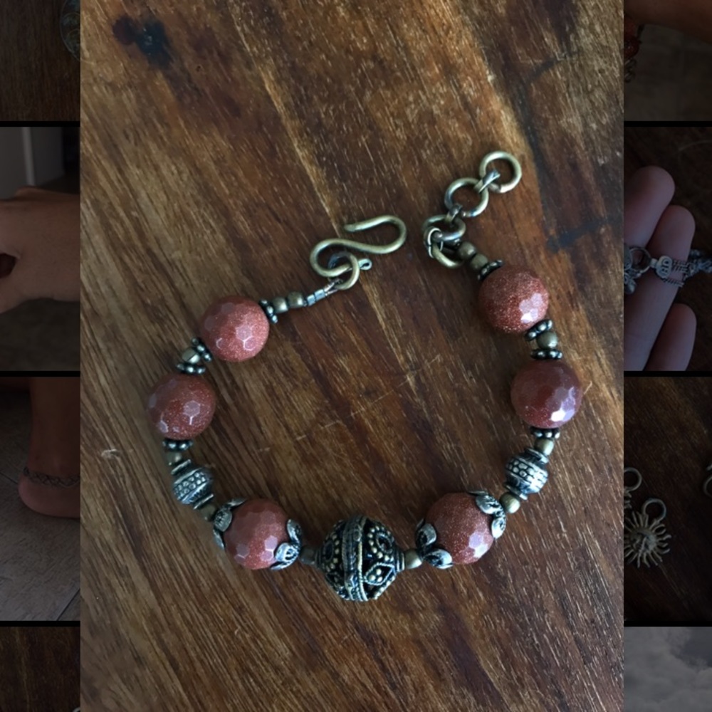 Gold stone bracelet